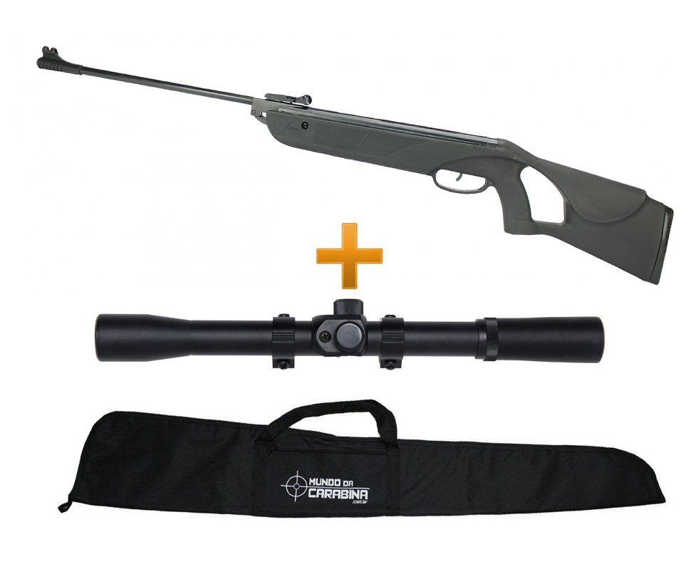 Carabina De Pressão Fiora Black Cal 5,5mm Coronha Pp + Luneta 4x20 + Capa