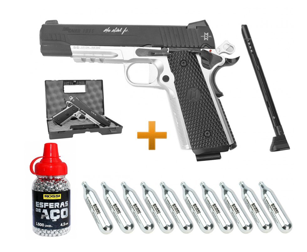 Pistola Pressão Sig Sauer 1911 Co2 Esferas De Aço 4,5mm + 1500bbs + 10 Co2