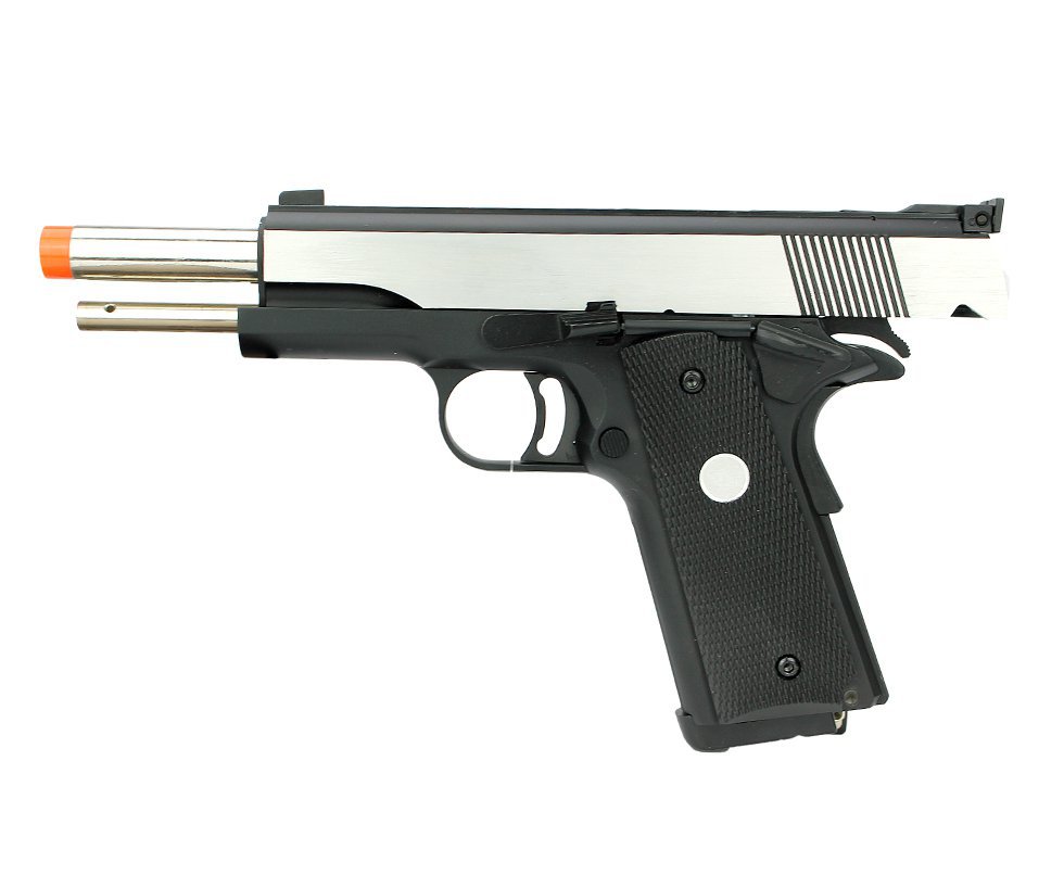 Pistola De Airsoft Gbb 1911 Mk-iv 70 R29 Black Silver Full Metal Blowback Army Armament 6,0mm