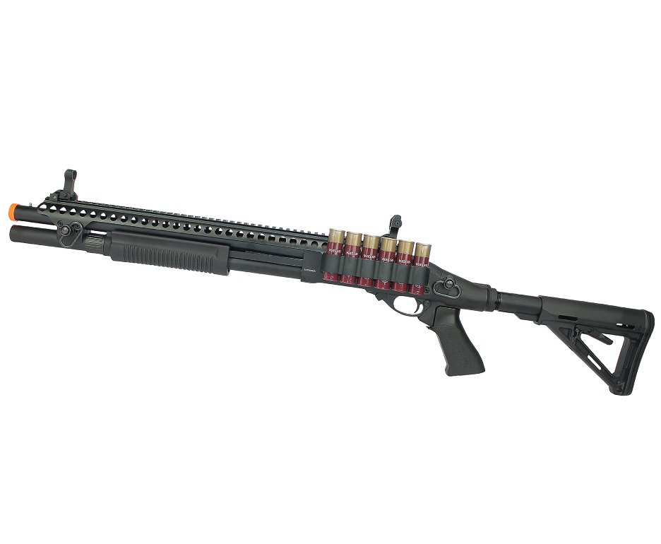 Escopeta Shotgun De Airsoft  Gbb Full Metal Epg Velites G-vi Preta - 6mm V0003