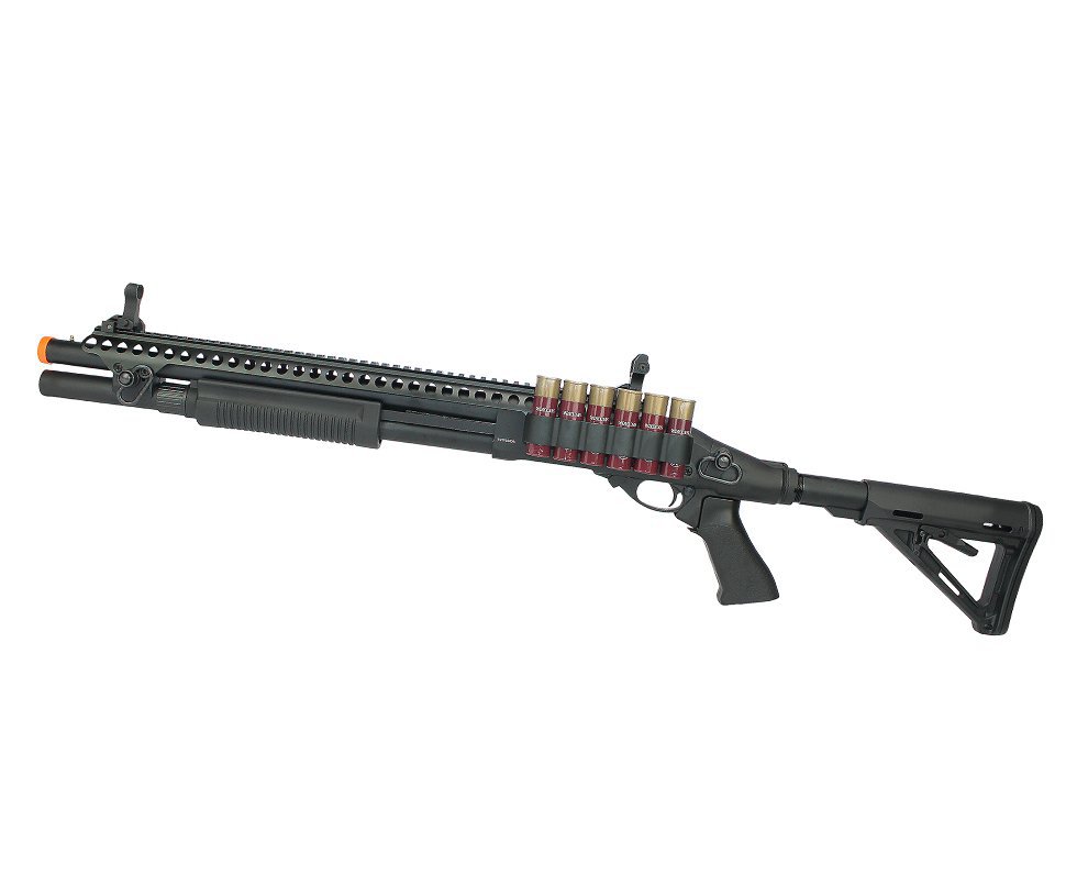 Escopeta Shotgun De Airsoft Gbb Full Metal Epg Velites G-vi Preta - 6mm V0003