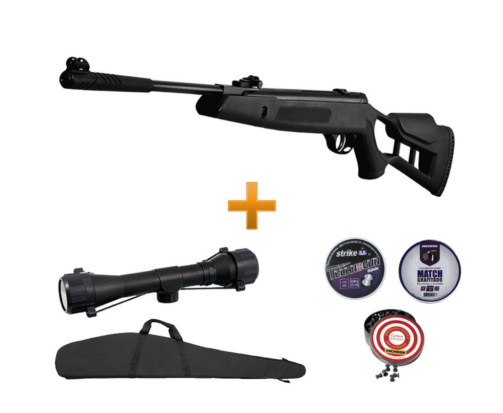 Carabina De Pressão Hatsan Striker Edge Cal 5.5 + Luneta 4x32 + Chumbinhos + Capa