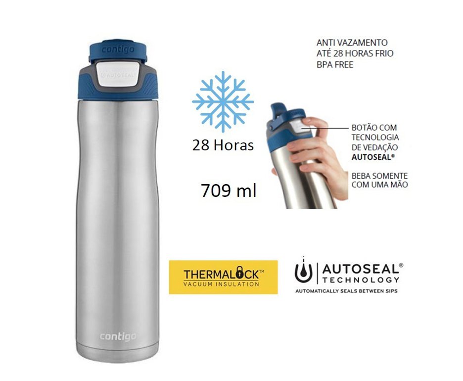 Squeeze Contigo Autoseal Chill Aço Inox 710ml Scuba