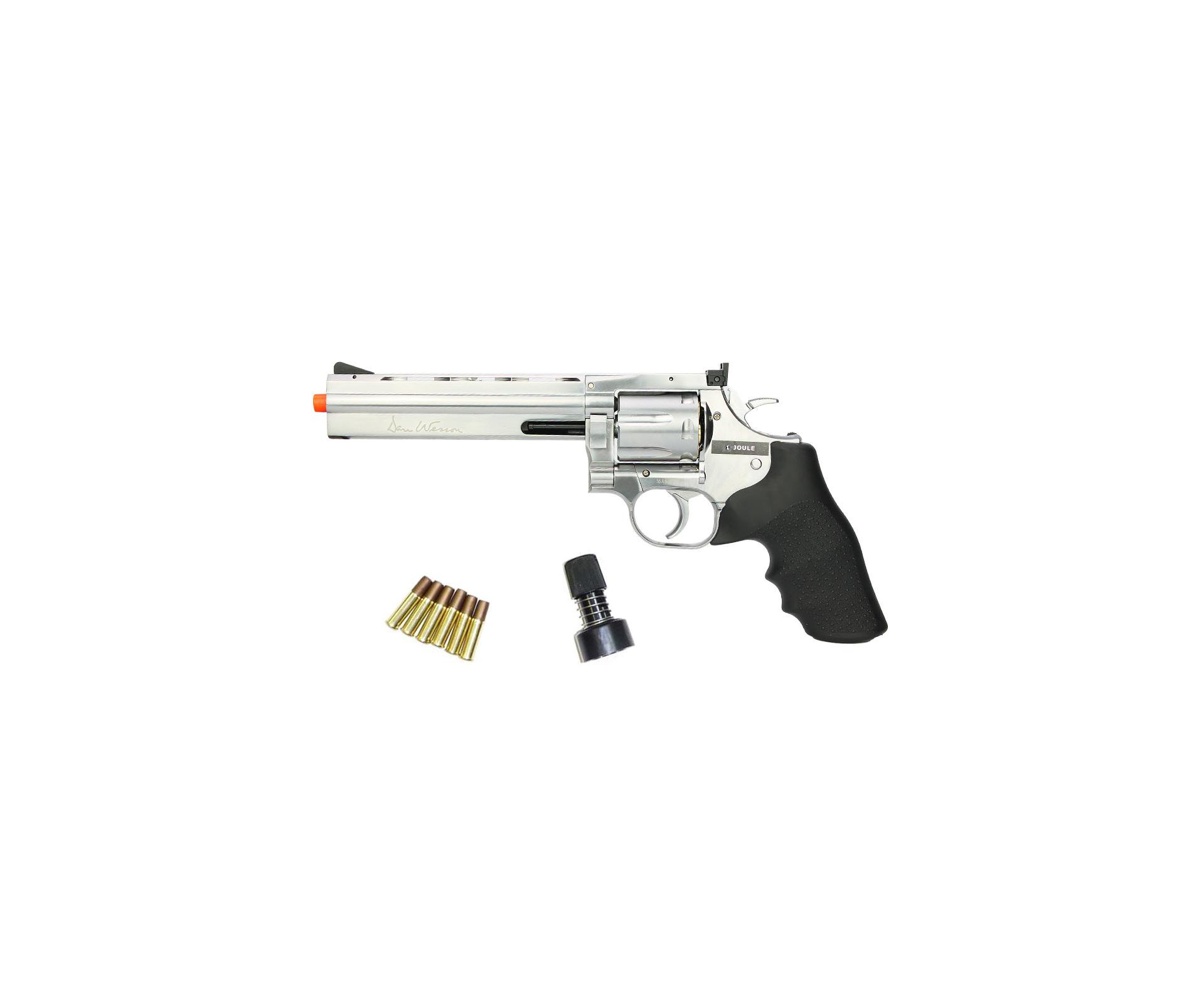 Revolver De Airsoft Co2 Full Metal Dan Weson 715 6" Inox Low Power Silver 6,0mm Asg