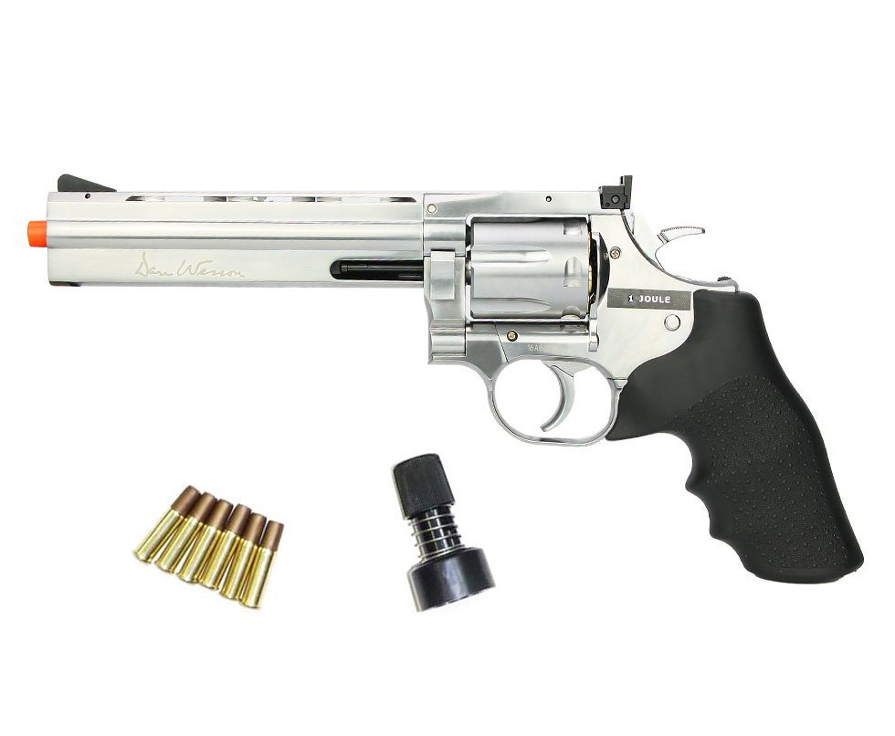 Revolver De Airsoft Co2 Full Metal Dan Weson 715 6" Inox Low Power Silver 6,0mm Asg