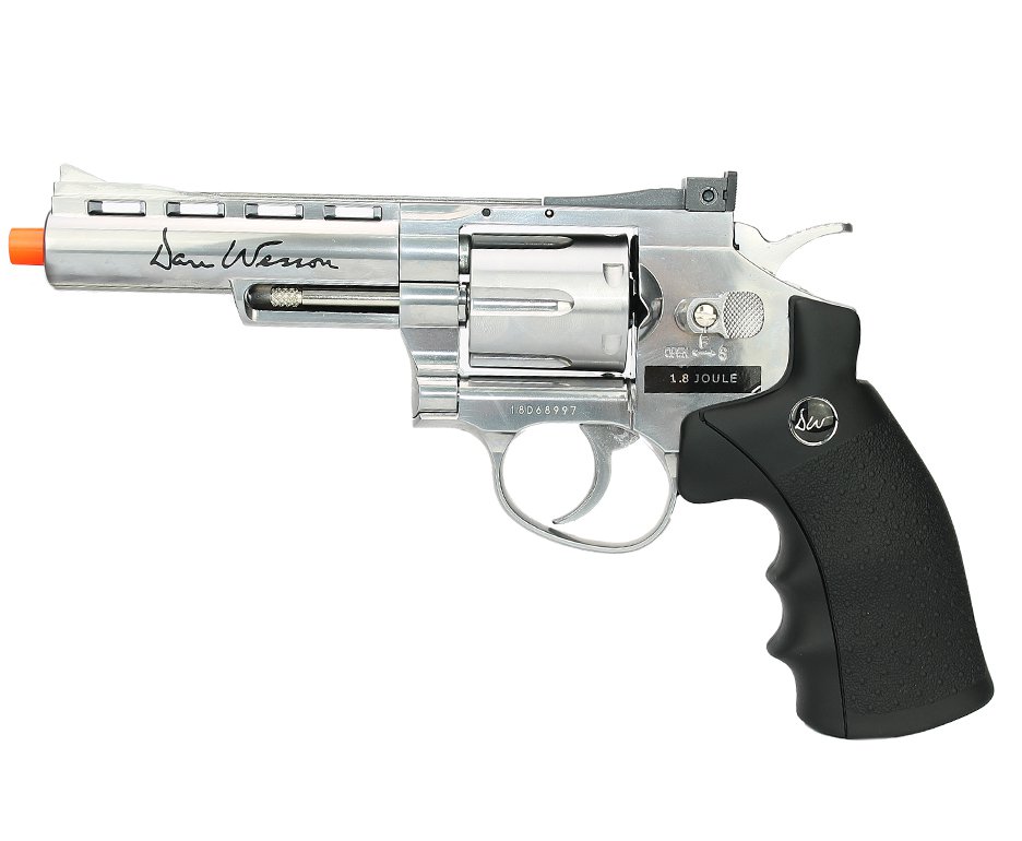 Revólver De Airsoft Co2 Inox Dan Wesson 4" Full Metal 6 Tiros Cal 6mm