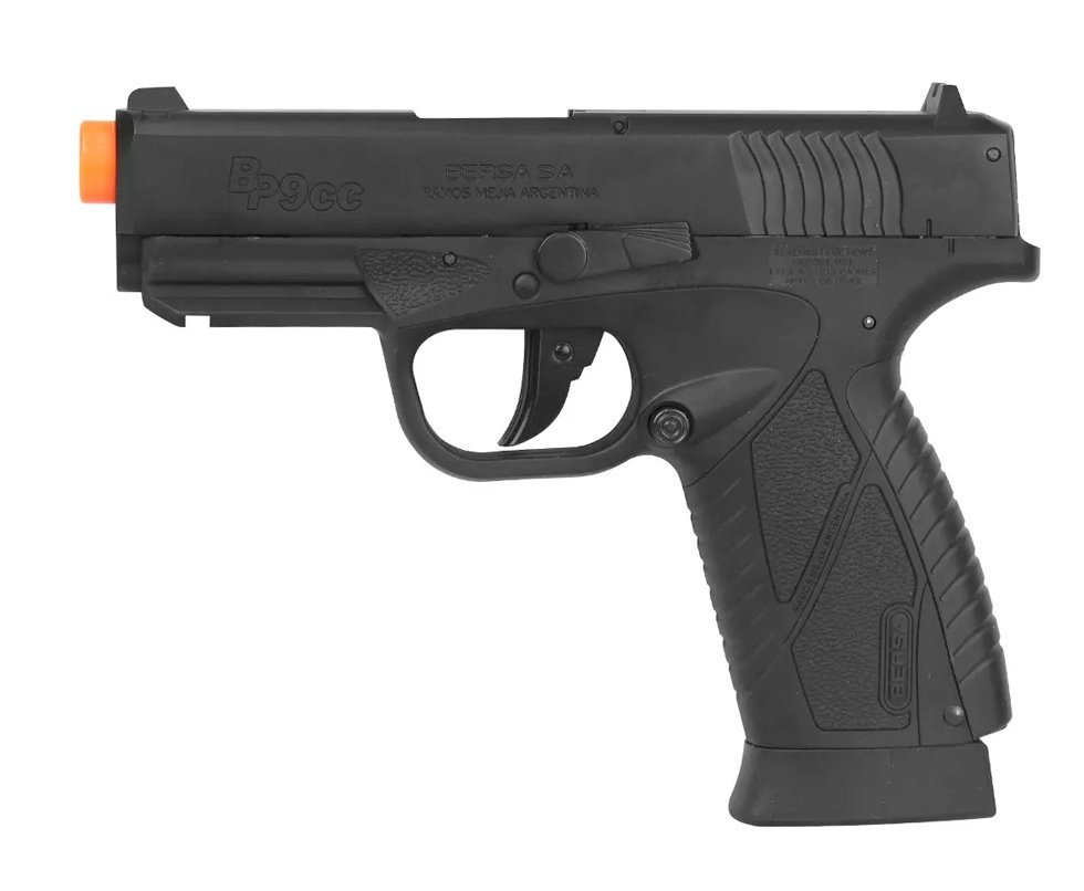 Pistola de Airsoft Gás CO2 Bersa BP9CC Com Blowback Slide Metal 6mm - ASG