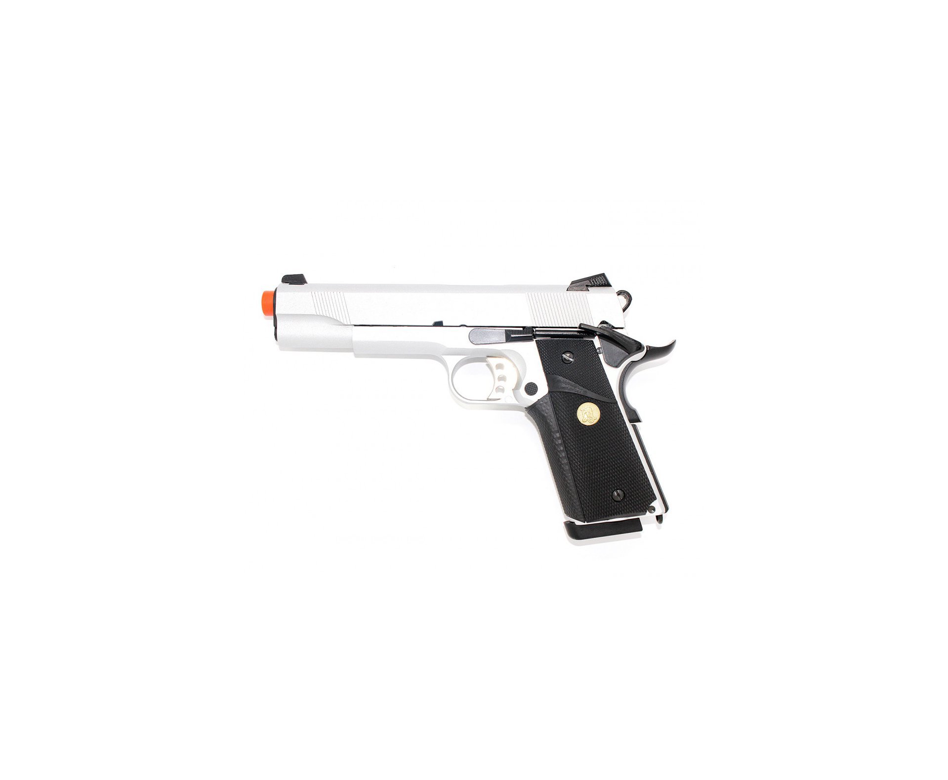 Pistola Airsoft Gas Gbb M1911 Inox Double Bell 728y Blowback 6.0 + Case + Gbb + Bbs 0,20g