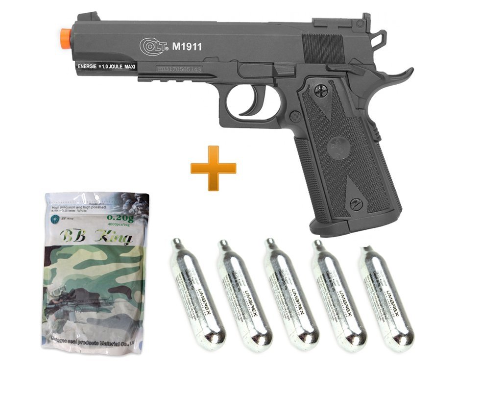 Pistola De Airsoft Co2 Colt 1911 6.0mm Original Cybergun + 05 Co2 + Bbs 0,20g