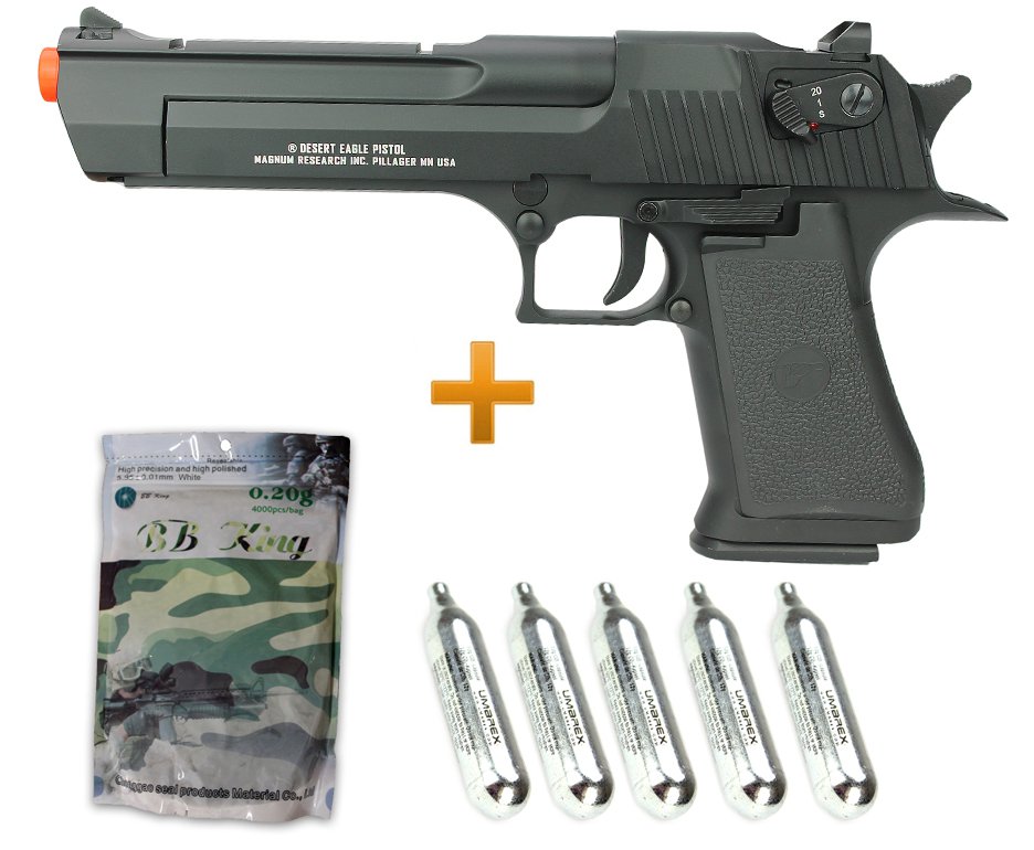 Pistola Deset Eagle .50ae Gas Co2 Airsoft  Full Metal Com Blowback 6,0 + Co2 + Bbs 0,20g