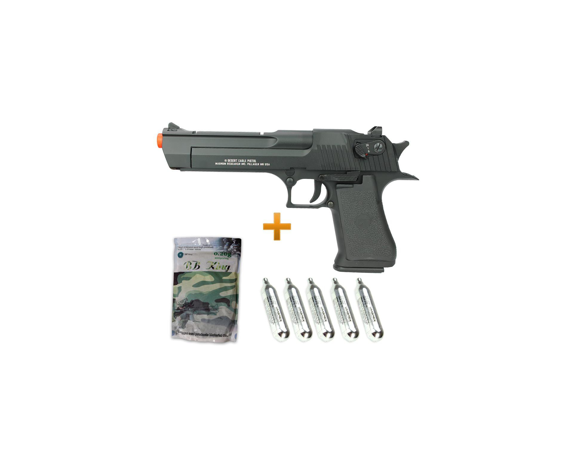 Pistola Deset Eagle .50ae Gas Co2 Airsoft  Full Metal Com Blowback 6,0 + Co2 + Bbs 0,20g