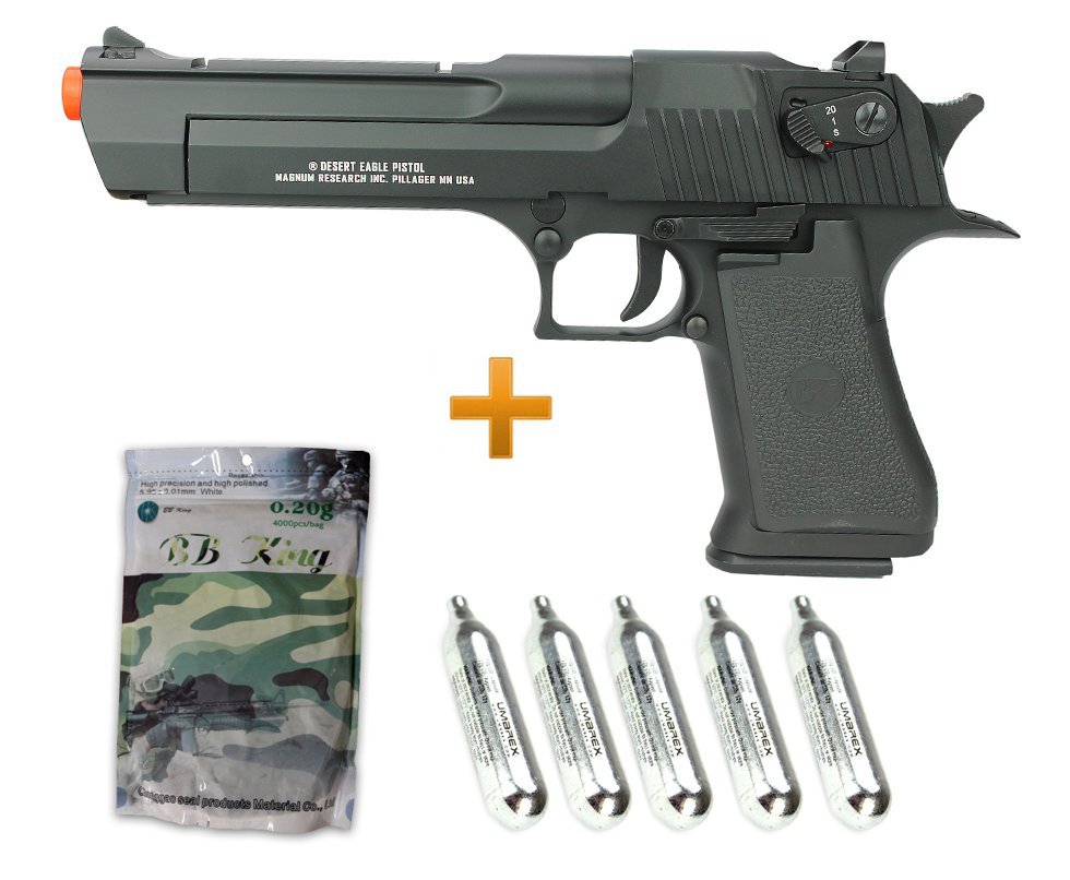 Pistola Deset Eagle .50ae Gas Co2 Airsoft  Full Metal Com Blowback 6,0 + Co2 + Bbs 0,20g