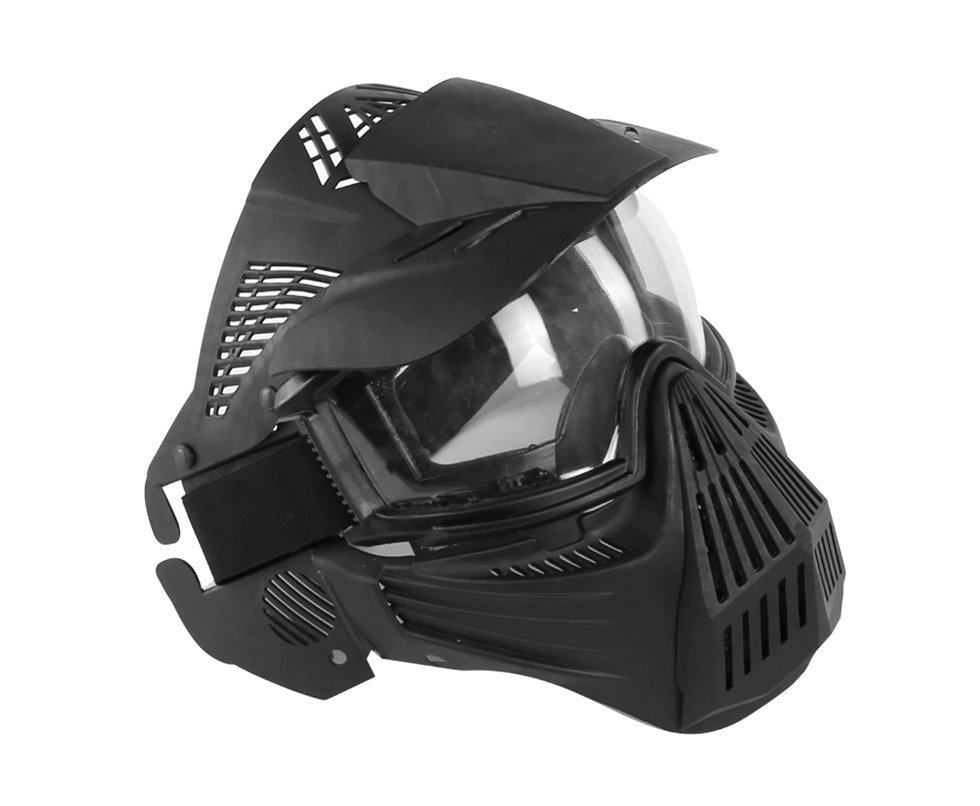 Mascara Airsoft Face Total E Viseira Lentes Em Policarbonato Preta