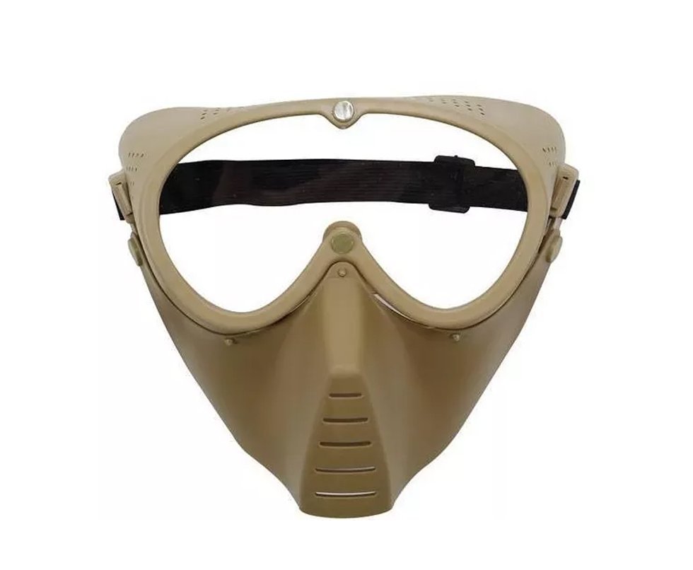 Máscara De Segurança Airsoft Face Total Lens Tan - Quick Shot