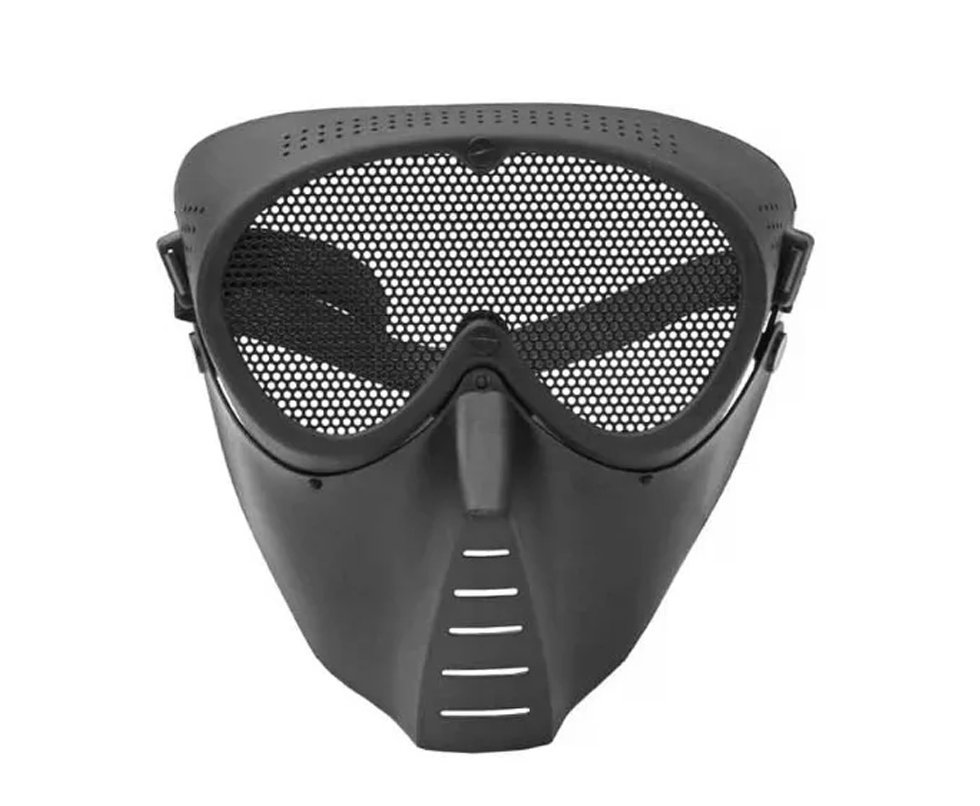 Máscara De Segurança Airsoft Face Total Lens Steel Preto - Quick Shot