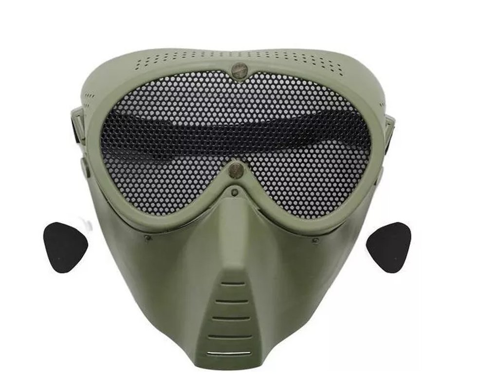 Mascara Segurança Para Airsoft Face Total Steel Verde - Quick Shot