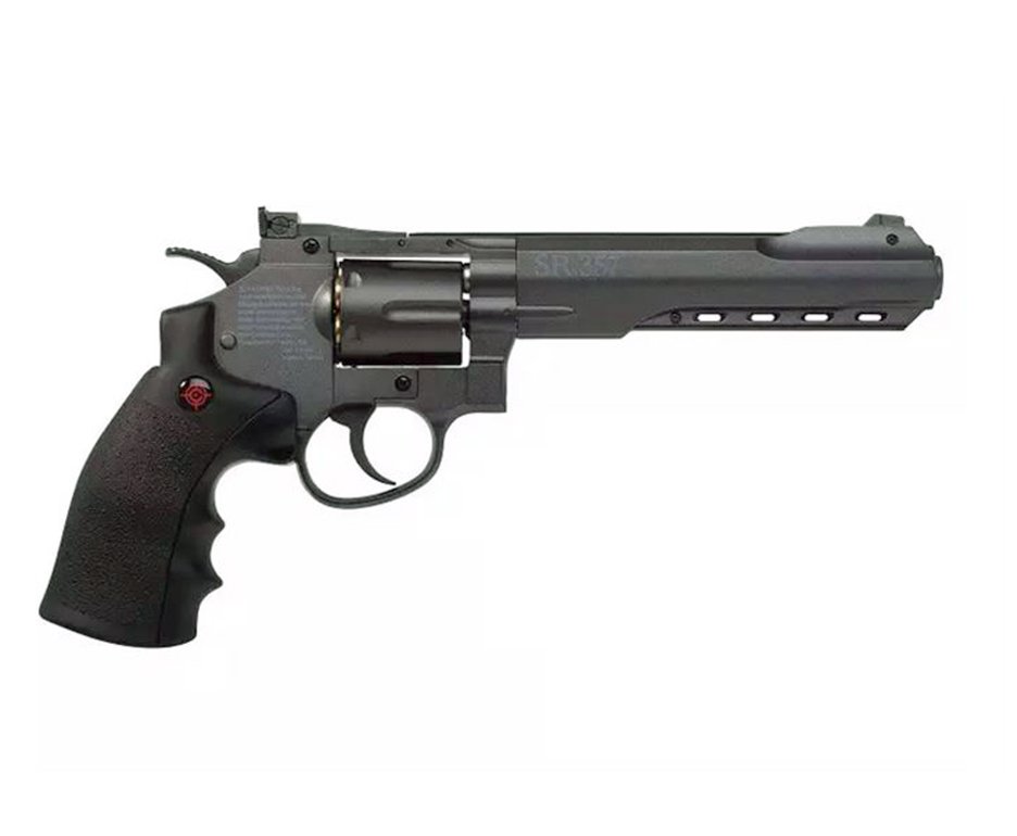 Revolver De Pressão Gas Co2 Sr357 Black 6" Full Metal Dual Ammo 6 Tiros 4,5mm Crosman
