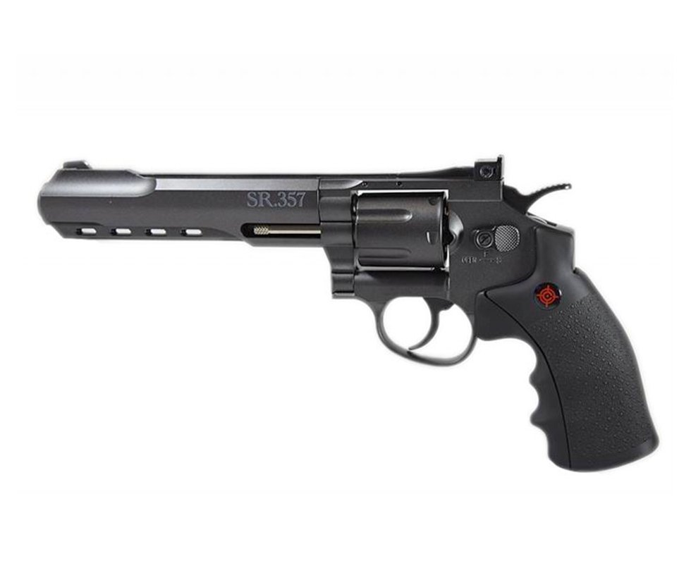 Revolver De Pressão Gas Co2 Sr357 Black 6" Full Metal Dual Ammo 6 Tiros 4,5mm Crosman