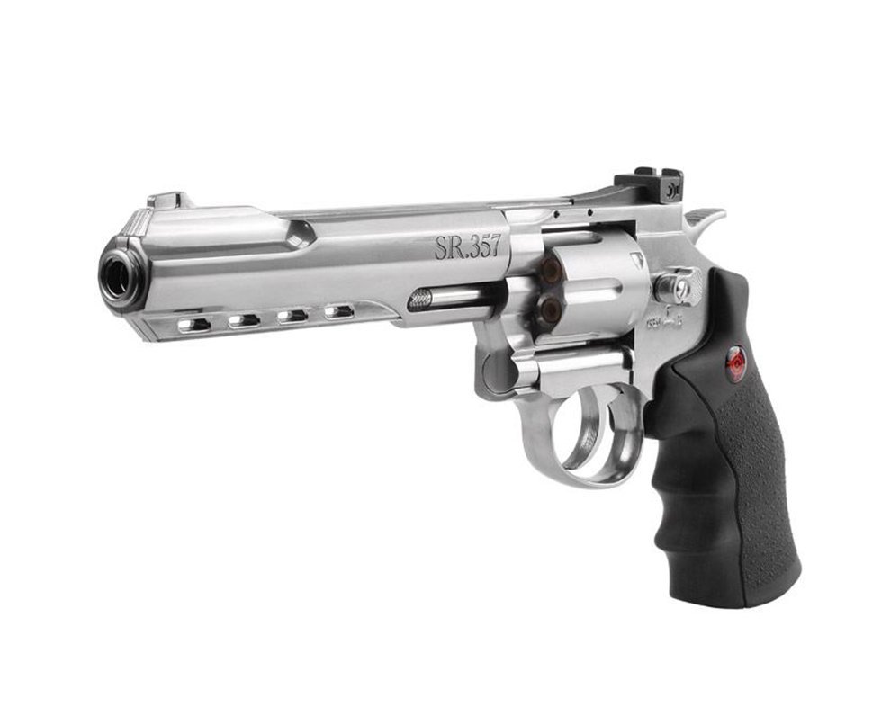 Revolver De Pressão Gas Co2 Sr357 Silver 6" Full Metal 6 Tiros 4,5mm Crosman