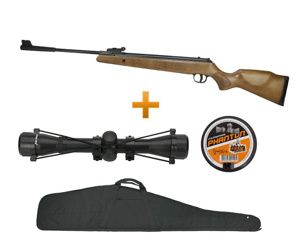 Carabina De Pressão Desert Storm Cal 5.5mm Madeira Artemis + Luneta 4x32 + Capa + Chumbinho