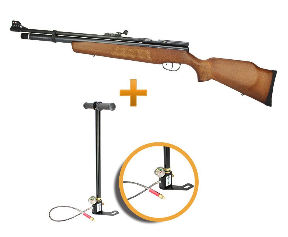 Carabina De Pressão Pcp Cbc Monotiro Bam B57 Madeira 4,5mm + Bomba Pcp Manual