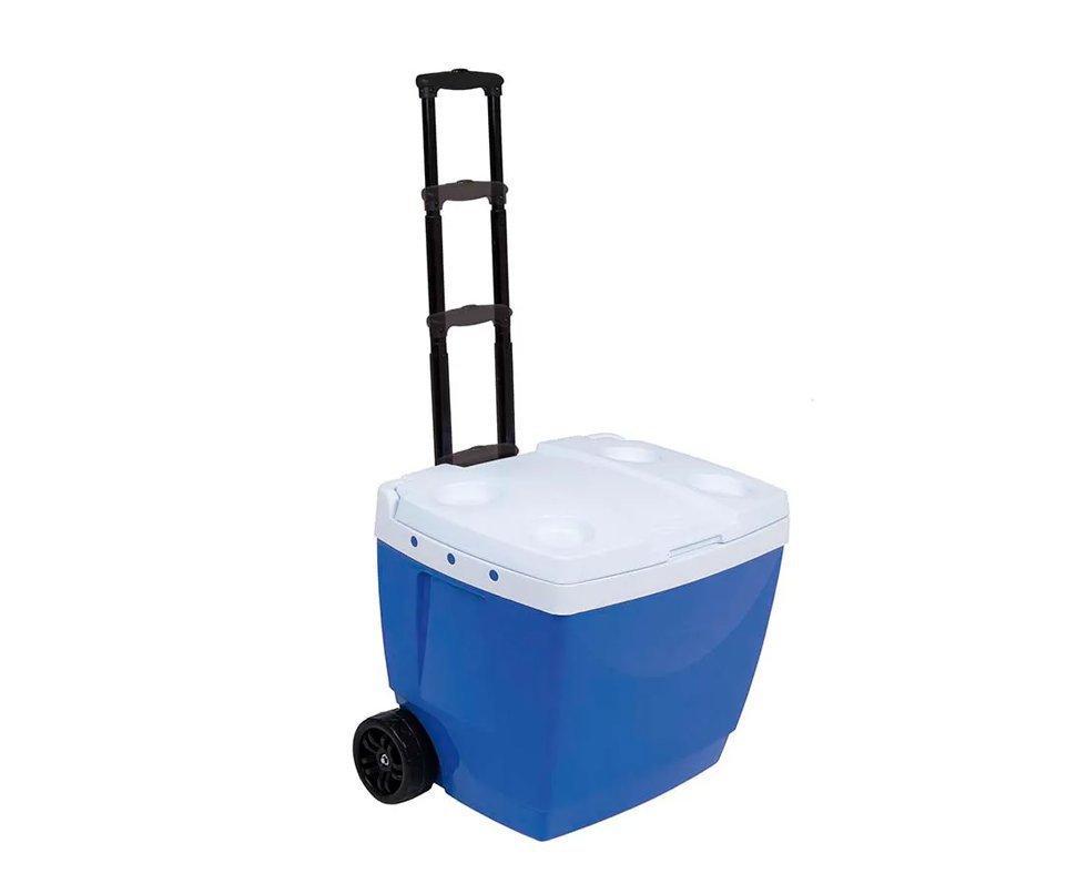 Caixa Térmica Mor 42l Com Roda E Alça Transporte - Azul