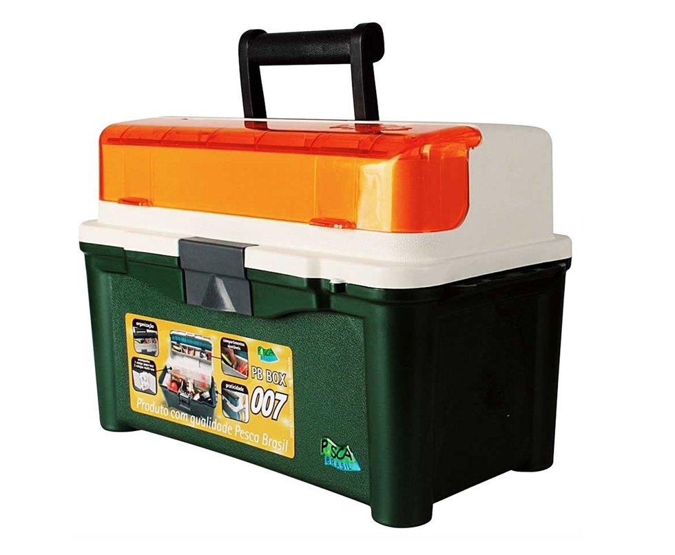 Maleta Para Pesca Pb Box 007 Verde Com 3 Estojos Pesca Brasil
