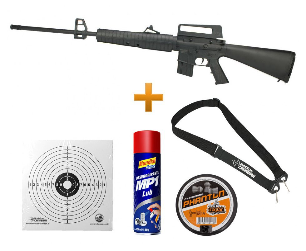 Carabina De Pressão Rossi M-16rs Cal 5,5mm + Bandoleira + Chumbinho + Alvo + Lubrificante