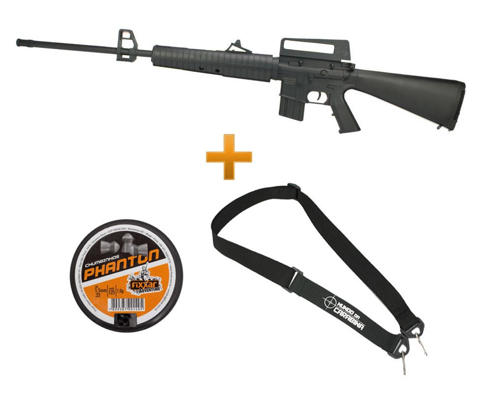 Carabina De Pressão Rossi M-16rs Cal 5,5mm + Bandoleira + Chumbinho