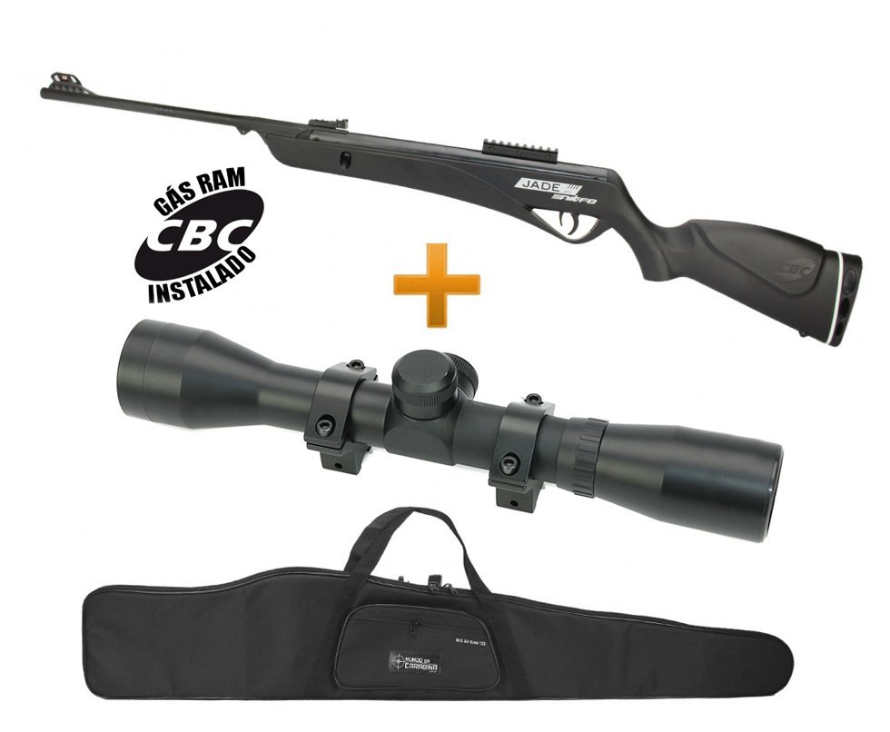 Carabina De Pressão Cbc Jade Pro Nitro Oxidada Preta 5,5mm + Luneta 4x32 + Capa