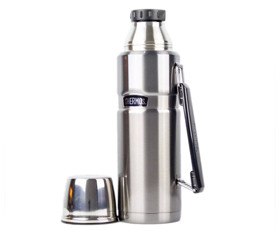 Garrafa Térmica Thermos Pampas Prata Com Alça 1,2l