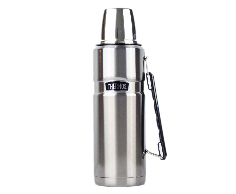 Garrafa Térmica Thermos Pampas Prata Com Alça 1,2l