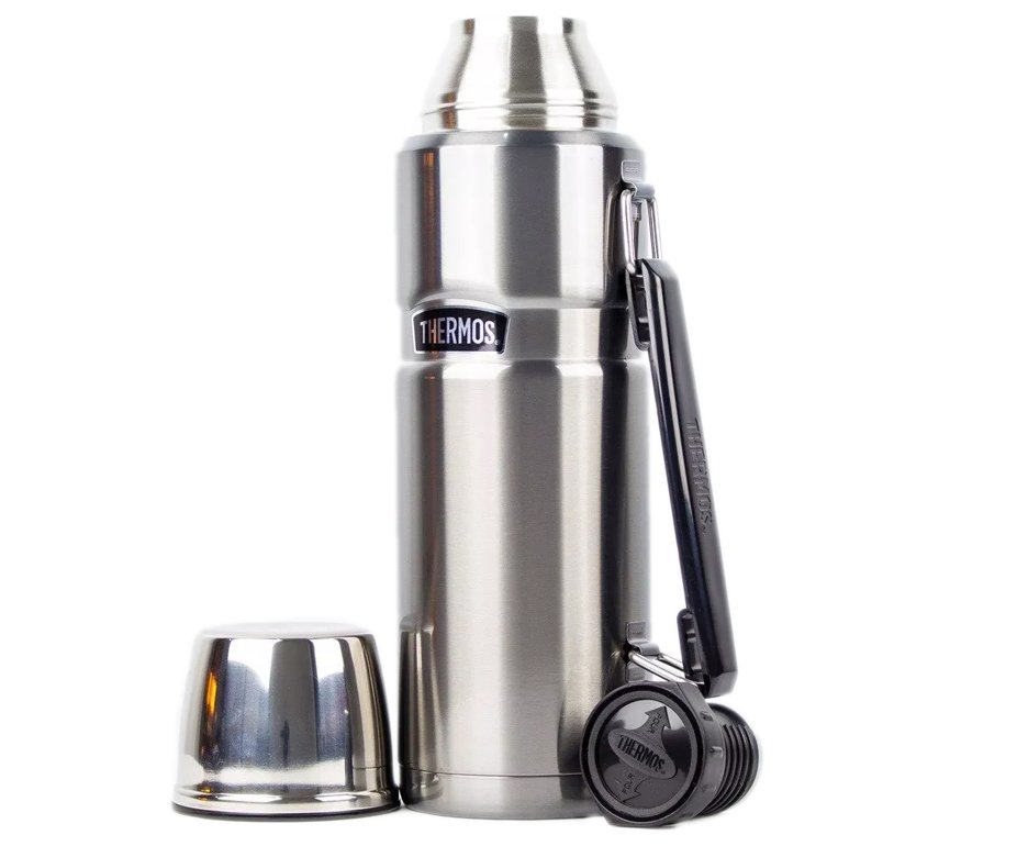 Garrafa Térmica Thermos Pampas Prata Com Alça 1,2l