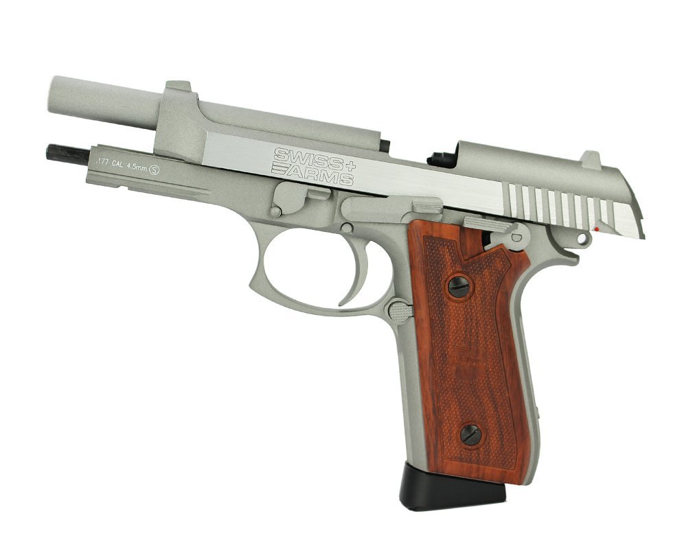 Pistola De Pressão Co2 Sa P92 Inox Full Metal Com Blowback 4,5mm - Swiss Arms