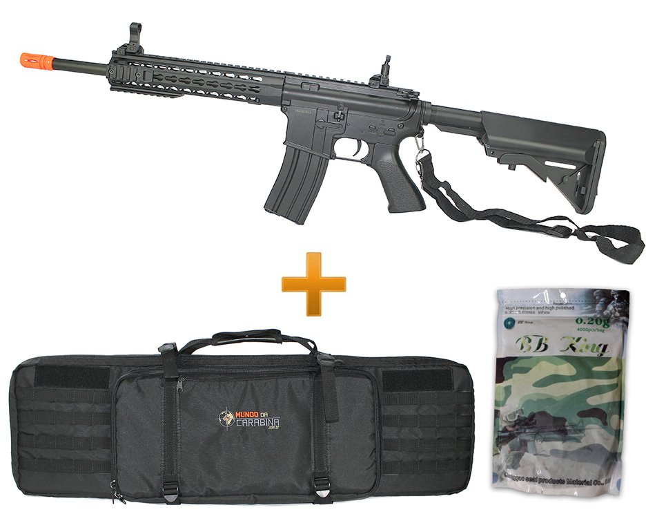 Rifle De Airsoft M4a1 Ris Black Cal 6mm - Bivolt - Cm515 - Cyma + Case Molle + Bbs
