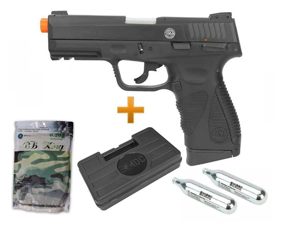 Pistola De Airsoft Gas Co2 Taurus Pt 24/7 G2 Blowback Preta 6mm + Maleta + Co2 + Bbs