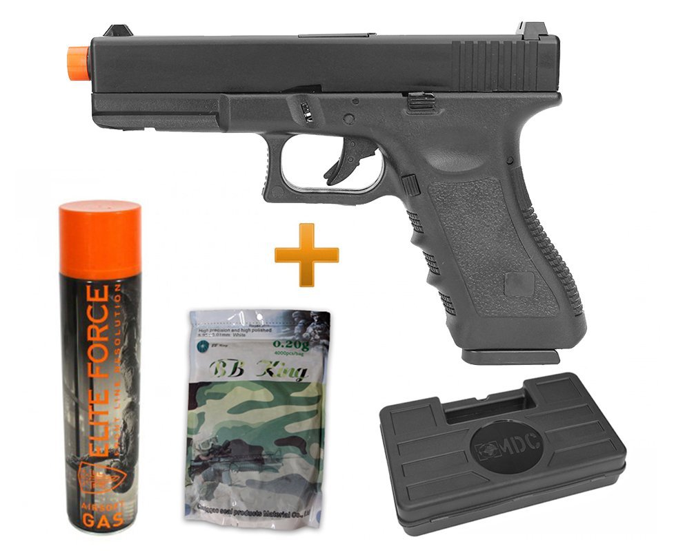 Pistola Airsoft Gbb Glock R17 Metal Blowback Army Armament 6,0 + Maleta + Bbs + Gbb