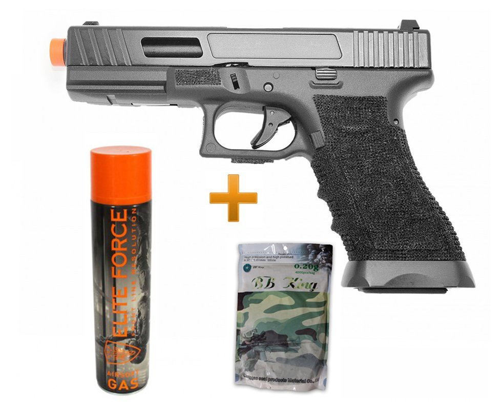 Pistola De Airsoft Gas Gbb Glock Blowback 744 Cal 6.0mm Double Bell + Case + Gbb + Bbs