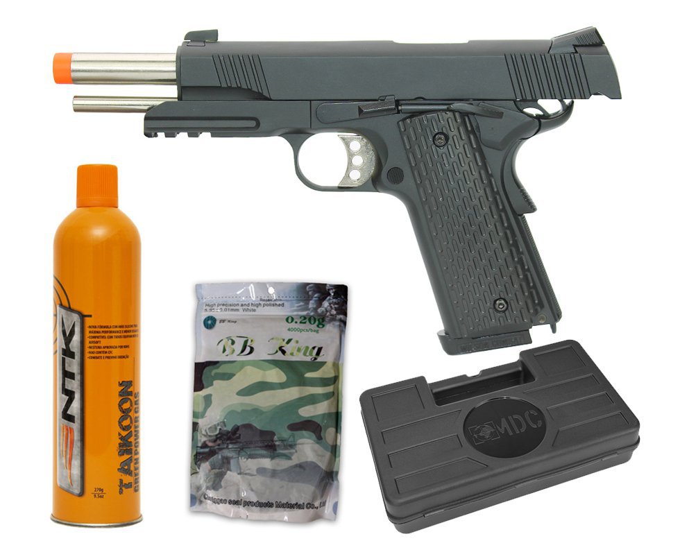 Pistola Airsoft Gas Gbb R-28 M1911 Warrior Blowback 6mm Army Armament + Maleta + Bbs + Gbb