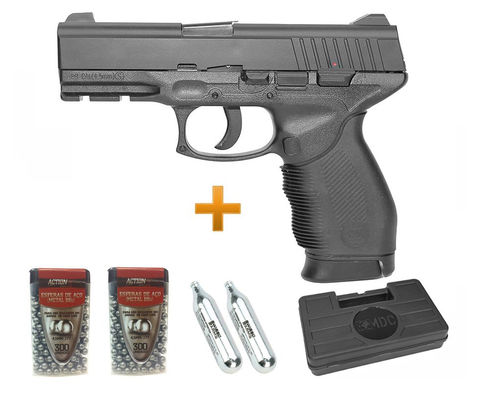 Pistola De Pressão Gas Co2 24/7 4,5mm Kwc + Maleta + Bbs + Co2