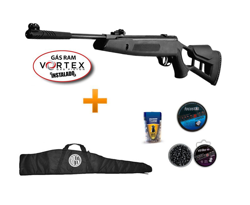 Carabina De Pressão Hatsan Striker Edge Cal 4.5 Vortex Gas Ram 60kg + Chumbinho + Capa