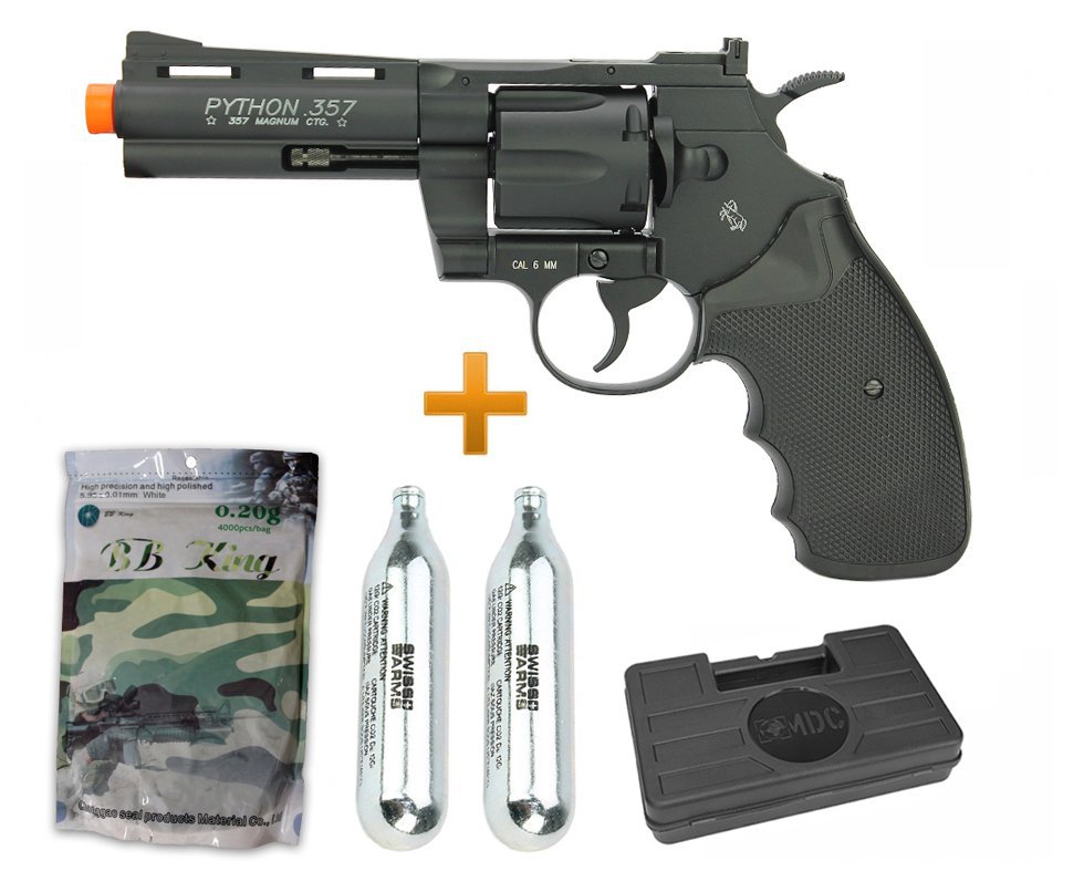 Revolver De Airsoft Co2 Colt Python 357 4 Pol Full Metal Cal 6,0mm + Maleta + Bbs + Co2