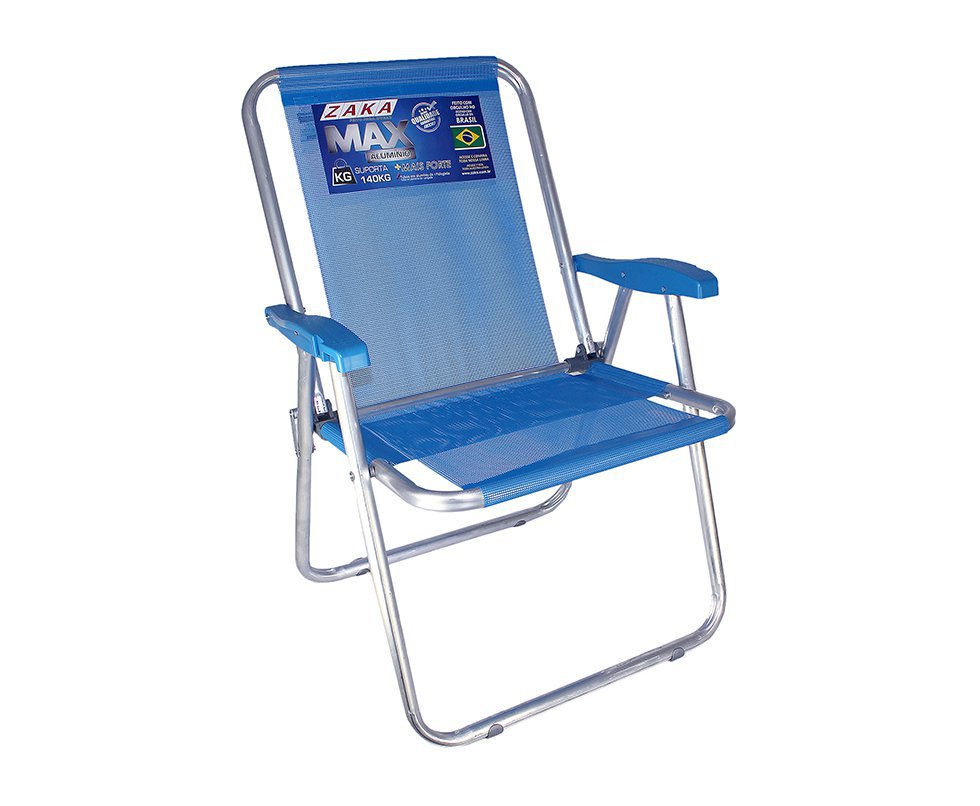 Cadeira Zaka Max Aluminio Azul Capacidade 140kg