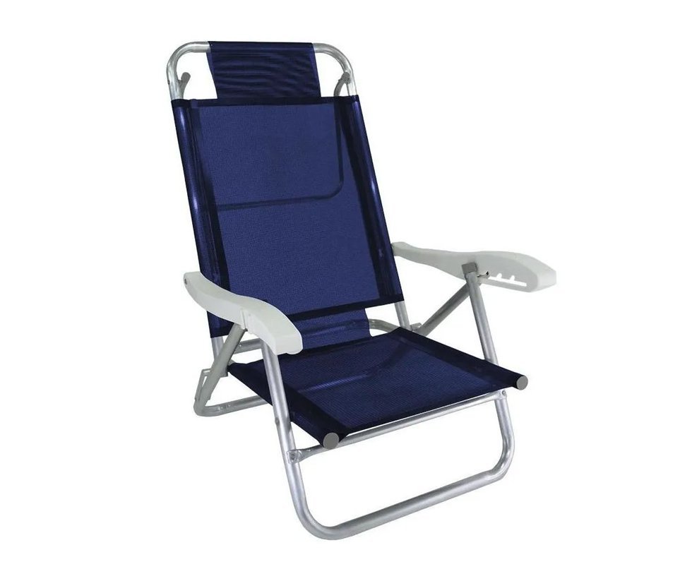 Cadeira / Espreguiçadeira reclinável Praia Em Aluminio Banho De Sol Marinho - Zaka