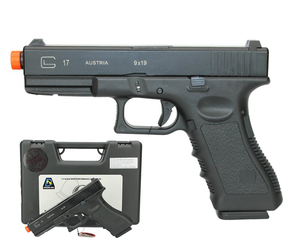 Pistola De Airsoft Gás Gbb G17 Blowback Metal 721 Db-721 6,0mm + Case Double Bell