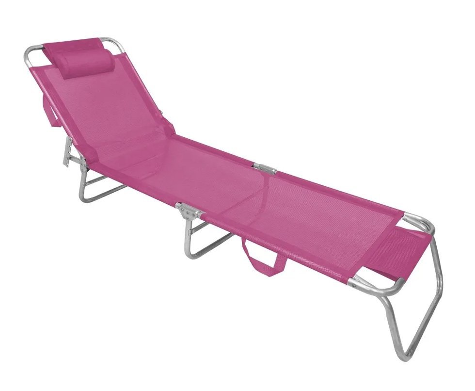 Espreguiçadeira Aluminio Slim Capacidade 100kg Pink Zaka