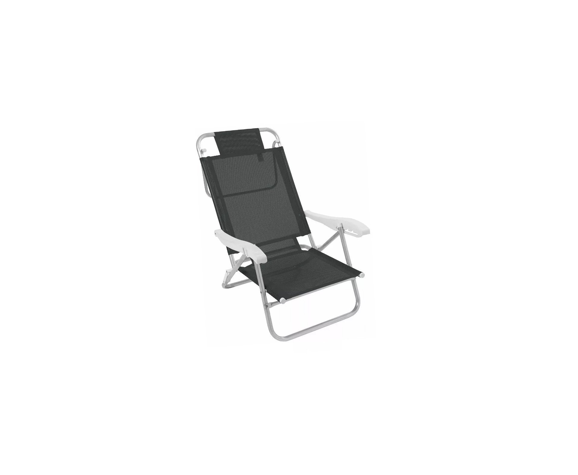 Cadeira Praia Em Aluminio Banho De Sol Preta - Zaka