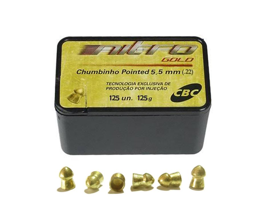Chumbinho Cbc Pointed Nitro Gold 5,5 Mm Com 125 Und