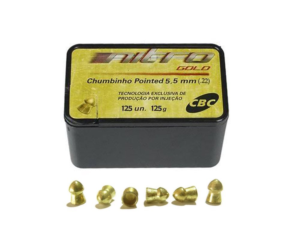 Chumbinho Cbc Pointed Nitro Gold 5,5 Mm Com 125 Und