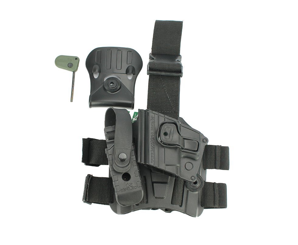 Coldre Universal Para Pistola E Plataforma De Coxa Com Porta Carregador Canhoto So Coldre (sc305)